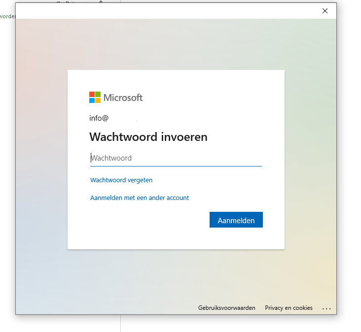 outlook wachtwoord invoeren